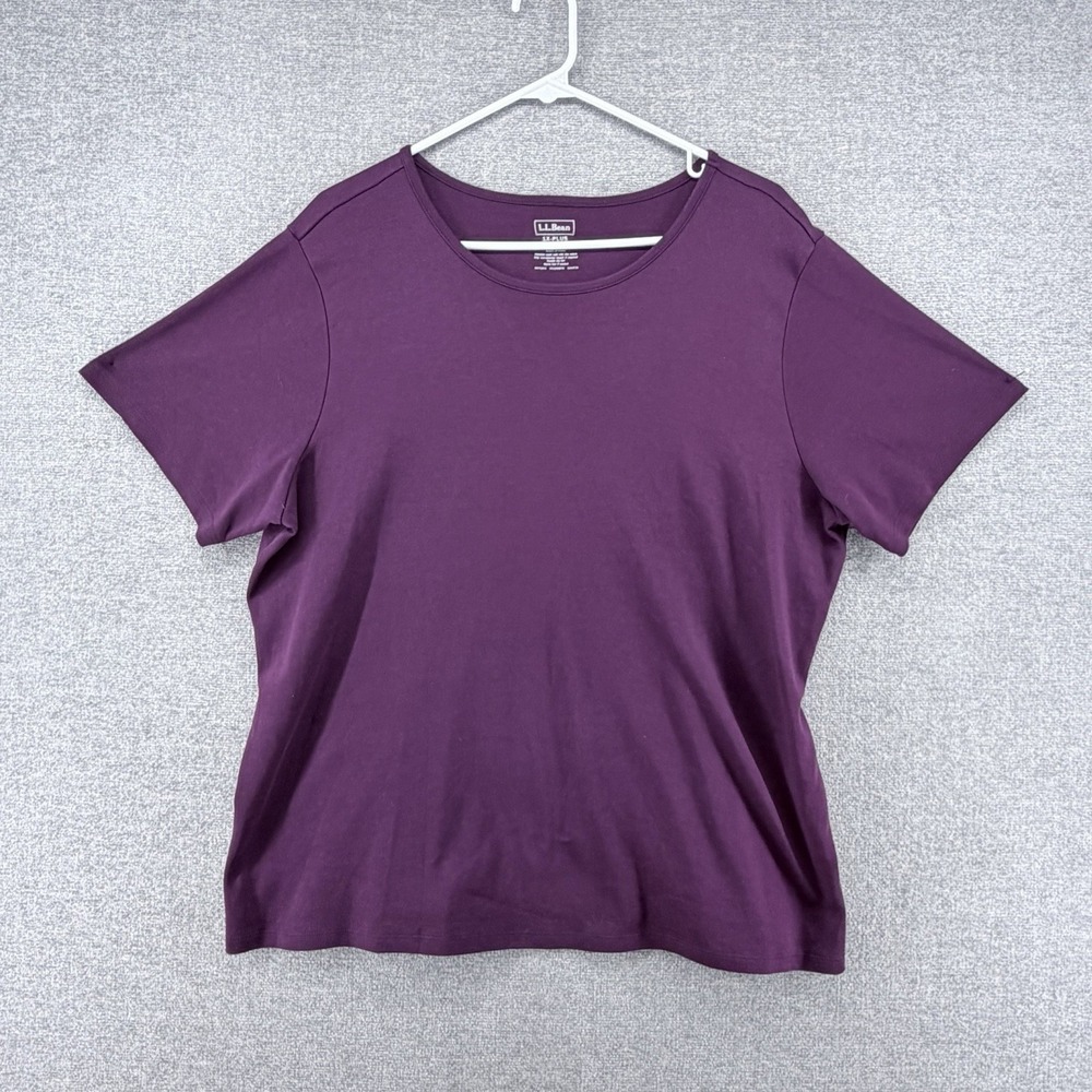 LL Bean Pima Cotton Tee Shirt Women Size 1X Plus Purple Pullover Short Sleeve
